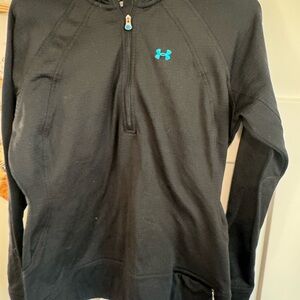 Under Armour Men's Black Zip-Up Sweater with Blue Logo